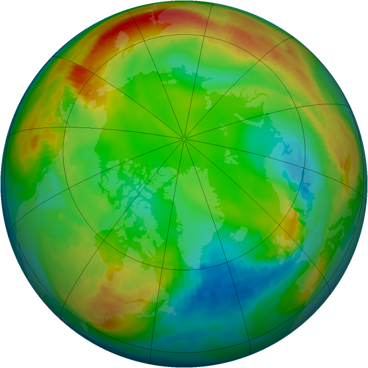 Arctic ozone map for 12 January 1981